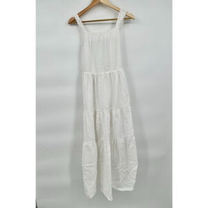 MNG by Mango White Long Maxi Cottage Core Cotton Sundress Size 2 Ruffled Tiered